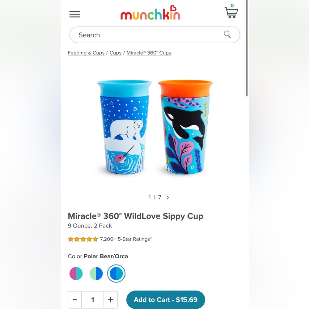 Munchkin miracle 360 wildlove sippy cup set of 2